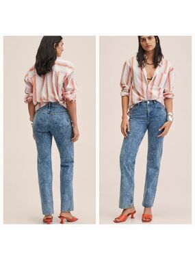 Mango Mid Rise Straight Leg Jeans